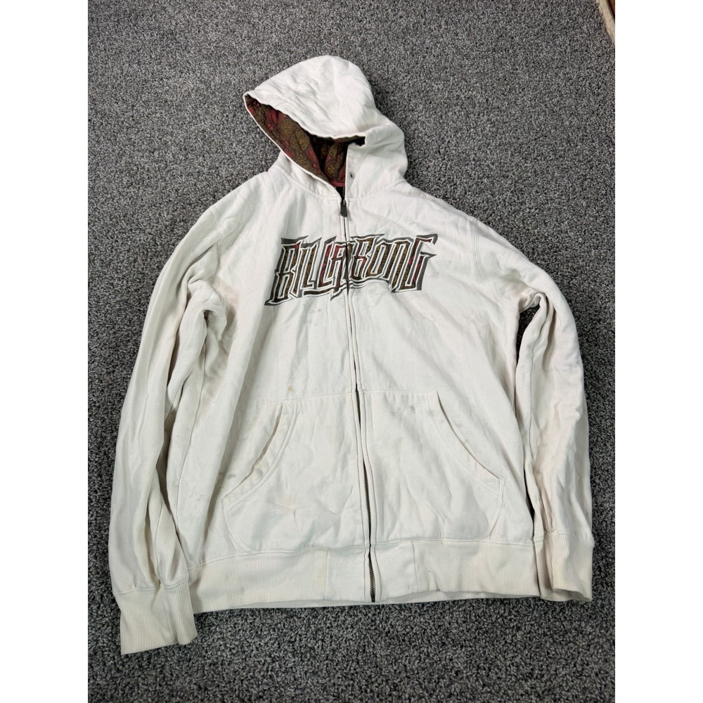 Vintage Y2K Billabong Full Zip Hoodie Men's Size XL White Surf